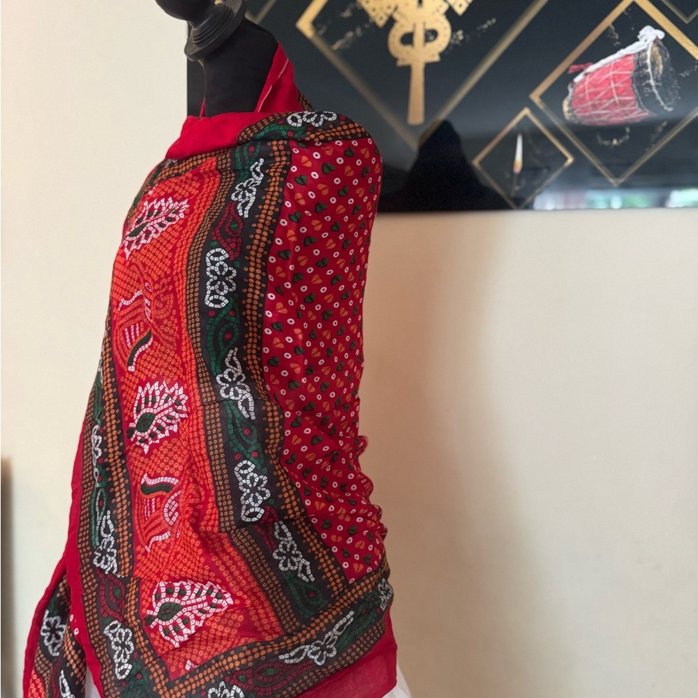 Elegant Red and Green Women's Scarf